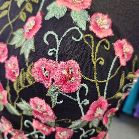 Nox Anabel 8326 Size Medium Pink Floral Print/Black Prom Dress/Formal Gown - Picture 5 of 8